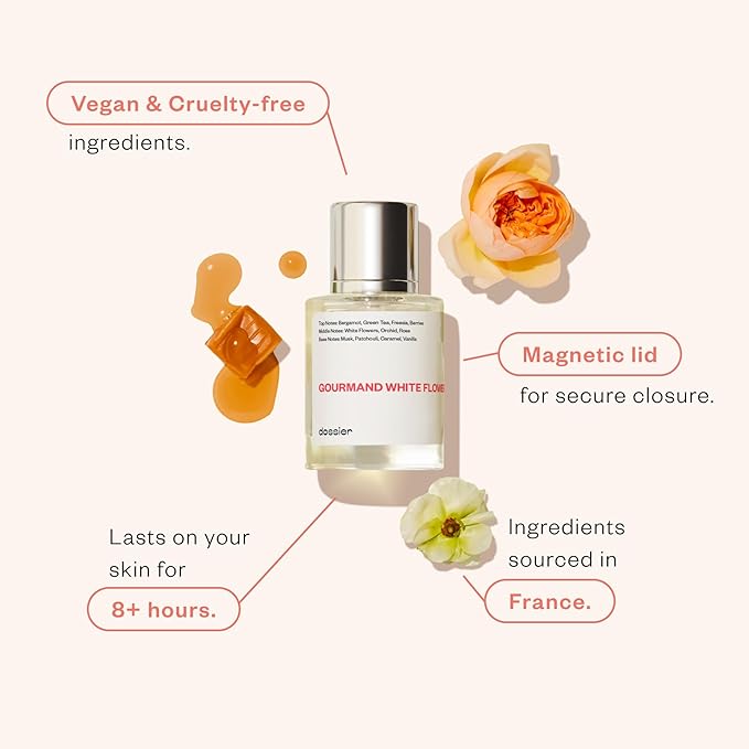 Dossier - Gourmand White Flowers - Eau de Parfum - Inspired by Viktor&Rolf's Flowerbomb - Perfume Luxury - Pure Infused - Paraben-Free - Vegan - For Women - Fragrance 1.7 Fl oz (Spray 50ml)