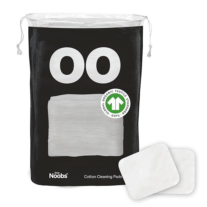 Baby Cotton Pads for Diaper Change by LoveNoobs, 60 Count, Ultra Soft 100% Organic Extra Large Cotton Pads for Baby Sensitive Skin, Lint-Free, Premium Jumbo Size, GOTS Certified