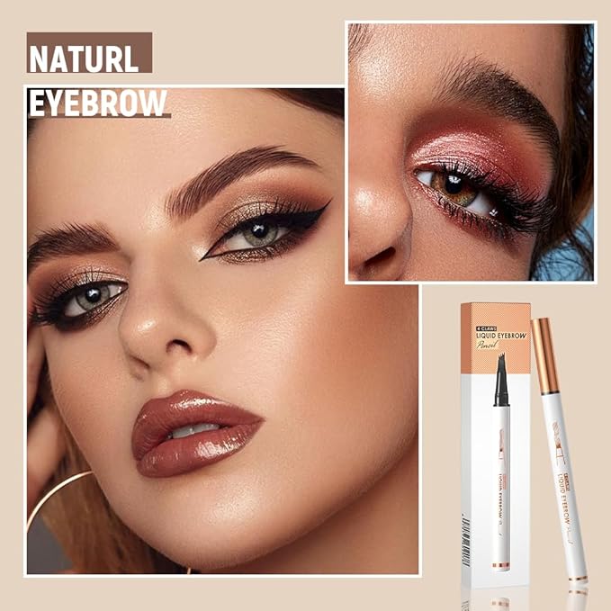 Eyebrow Pencil, Microblading Eyebrow Pencils for Women, Premium Magic 3D Waterproof Microblading Eyebrow Pen 4 Fork Tip Tattoo Pencil, Eye Brow Makeup Long-Lasting for Women (Light Coffee)