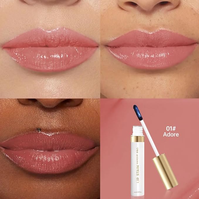 Lip Stain - Wipe-Off &Peel Off Lip Color | Waterproof, Long Lasting, Transfer-Resistant, Smudge-Proof Lip Tint | Easy Wipe Finish, High Pigment | All-Day Vibrant Kiss-Proof Lip Stain, 01#+09#