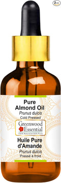 Greenwood Essential Pure Almond Oil (Prunus dulcis) with Glass Dropper Cold Pressed 100ml (3.38 oz)