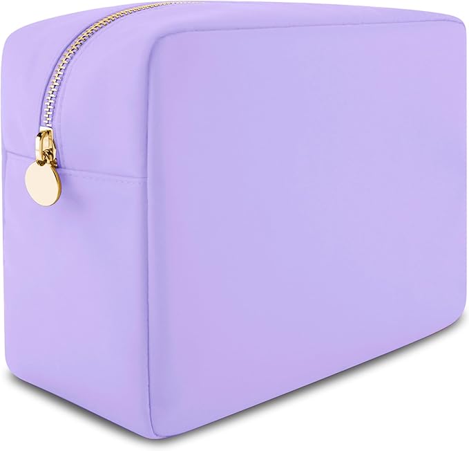 DANCOUR Nylon Makeup Bags for Women Large Preppy Travel Toiletry Pouch Cosmetic Bag Makeup Organizer