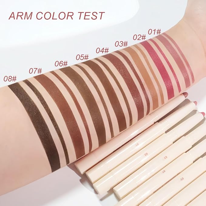 Plump Matte Crayon Lip Liner Pencil, Chocolate Lipstick Lip Liners for Women, 24 Hour Long-Lasting Lip Gloss Makeup, With Silicone Smudger for Define Contours & Sculpting Lip, 06