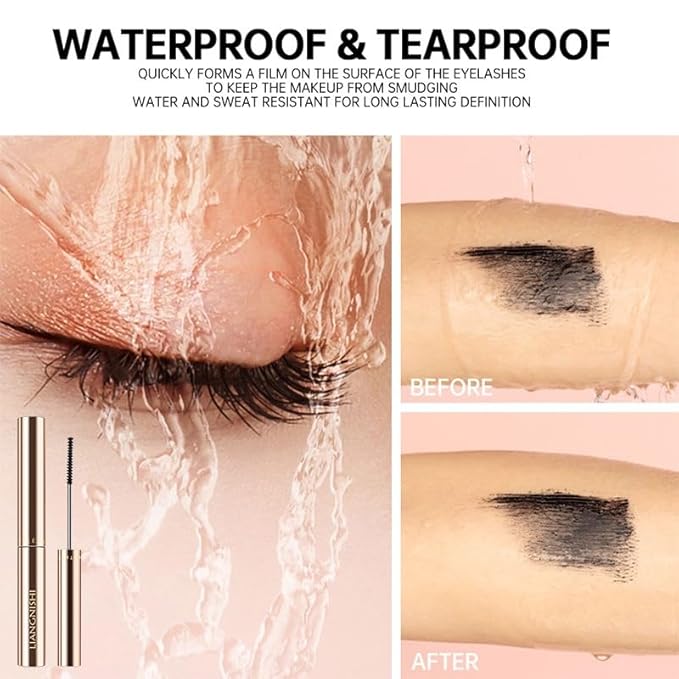 Black & Brown Mascara for Fine Short Lash & Older Women & Mulit-layered Lashes, Ultimate Length Volumizing Lower Bottom Lashes Mascara, Ultra-Precise Slim Adjustable Brush to Any Angle, Smudge-proof
