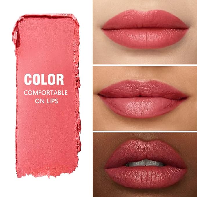 Ruby Red Matte Lipstick Crayon for Women, 24 Hour Lipstick Lip Liner Pencil Long Lasting Waterproof Smudge Proof, Vegan & Cruelty-Free, Neutral lip liner marker Easy Application Full Coverage B04#