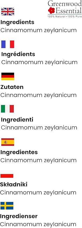 Greenwood Essential Pure Cinnamon Essential Oil (Cinnamomum zeylanicum) Steam Distilled 15ml (0.50 oz)