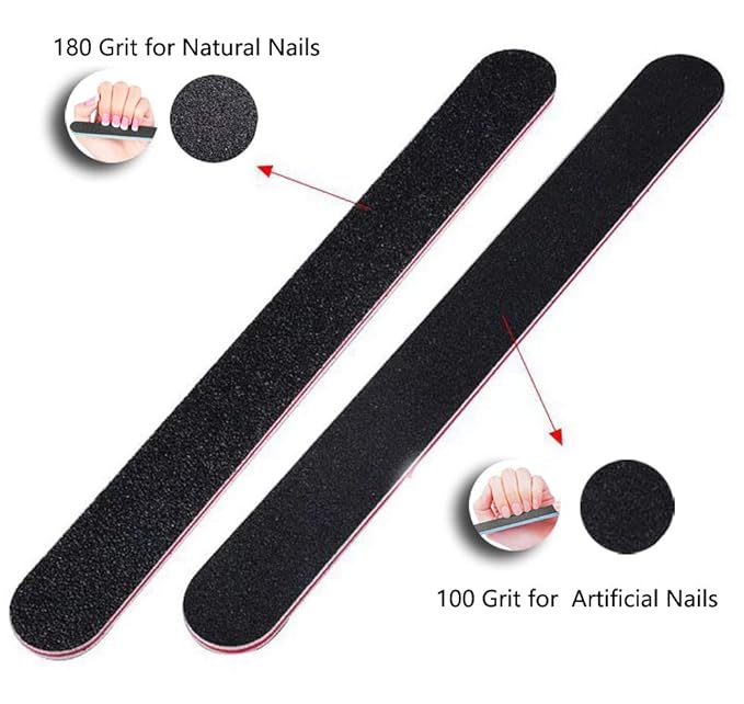 Nail File 21ct 100/180 Grit Emery Board Filer for Acrylic/Natural Fingernail