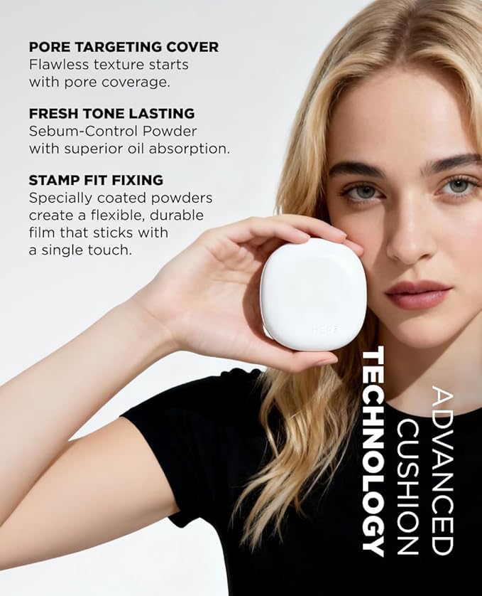 EITHER& Glow Pixel Cushion Foundation, Natural Coverage, Glow Finish – Up to 100 Hours, Moisturizing and Hydrating, Korean Beauty (#30N Walnut, 12g)