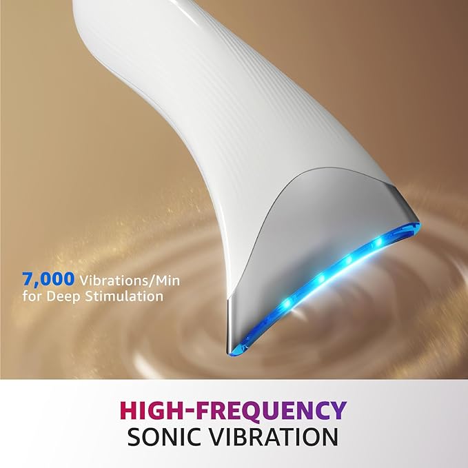 Red Light Therapy for Face and Neck, Renewal Face Lift Device with Vibration Tech, 3 in 1 Face Massager Tool with Thermals, True Beauty Glow Facial Sculptor for Wrinkles, Double Chin (White)