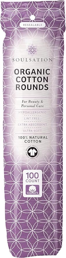 Organic Cotton Rounds, Bulk 1200 Count - Makeup Remover Pads for Face, Lint-Free