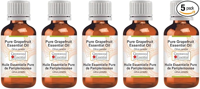 Greenwood Essential Pure Grapefruit Essential Oil (Citrus paradisi) Steam Distilled (Pack of Five) 100ml X 5(16.9 oz)