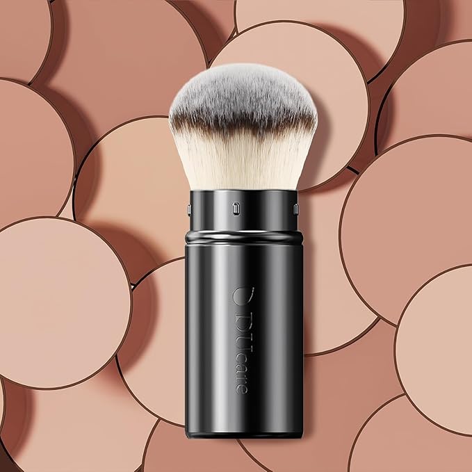 DUcare Retractable Airbrush Kabuki Brush for All Face Makeup & Foundation for Liquid, Cream and Powder Face Makeup With Aluminum Handle