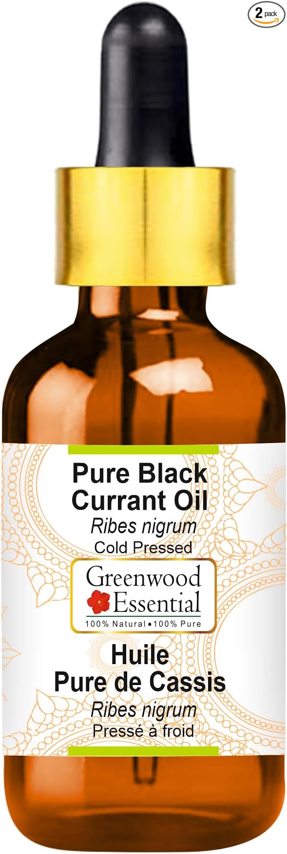 Greenwood Essential Pure Black Currant Oil (Ribes nigrum) with Glass Dropper 100% Natural Therapeutic Grade Cold Pressed for Personal Care 15ml (0.50 oz)