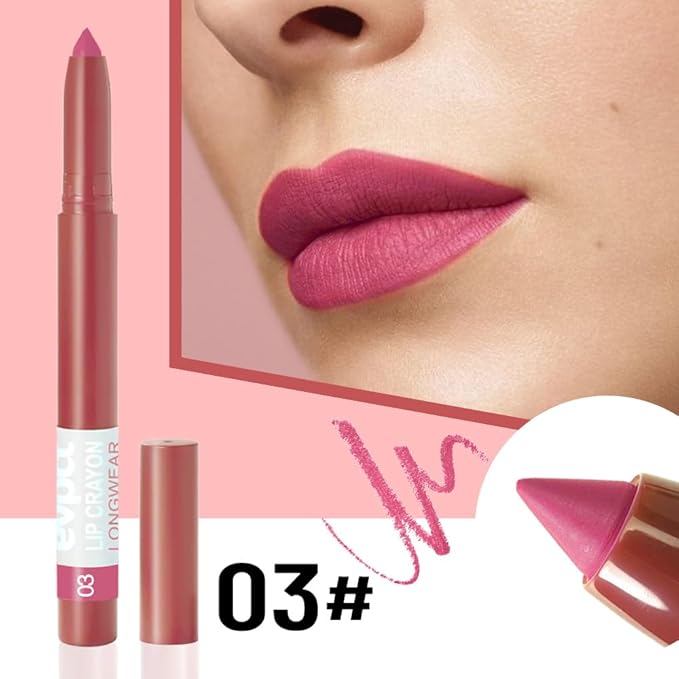 BINGBRUSH Lip Crayons Matte Long Lasting Lipstick Pack Set,Moisture Smooth Lipliner With Built-in Sharpener Ultimate Lip Crayon for Makeup- Waterproof Velvet Lipgloss Lip Stain (03#Purple Beige)