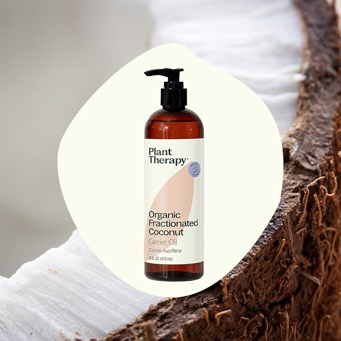 Plant Therapy Organic Fractionated Coconut Oil for Skin, Hair, Body 100% Pure, USDA Certified Organic, Natural Moisturizer, Massage & Aromatherapy Liquid Carrier Oil 16 oz