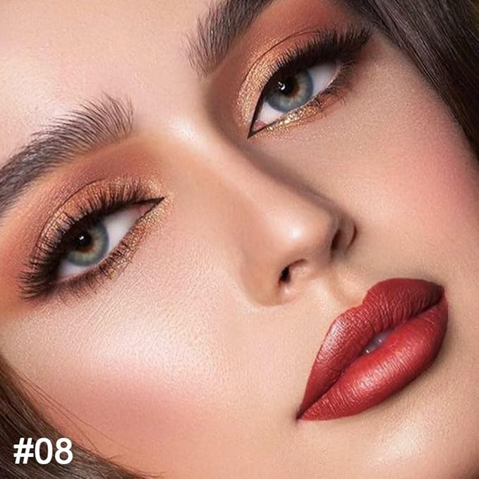 2-in-1 Mauve Red Lip Liner & Lipstick Set Kit for Women, Matte Lips Kit with Lip Liner Lip Stains Long Lasting Waterproof 24 Hour Lipstick and Lip Liners Combo Lipliners Pencil Set 08