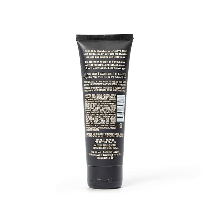 Mistral Bourbon Vanilla Post Shave Balm | Soothing Aftershave for Men with Aloe & Jojoba Oil | Non-Greasy Post Shave Moisturizer, For All Skin, Paraben & Phthalates Free | Made in France - 80ml
