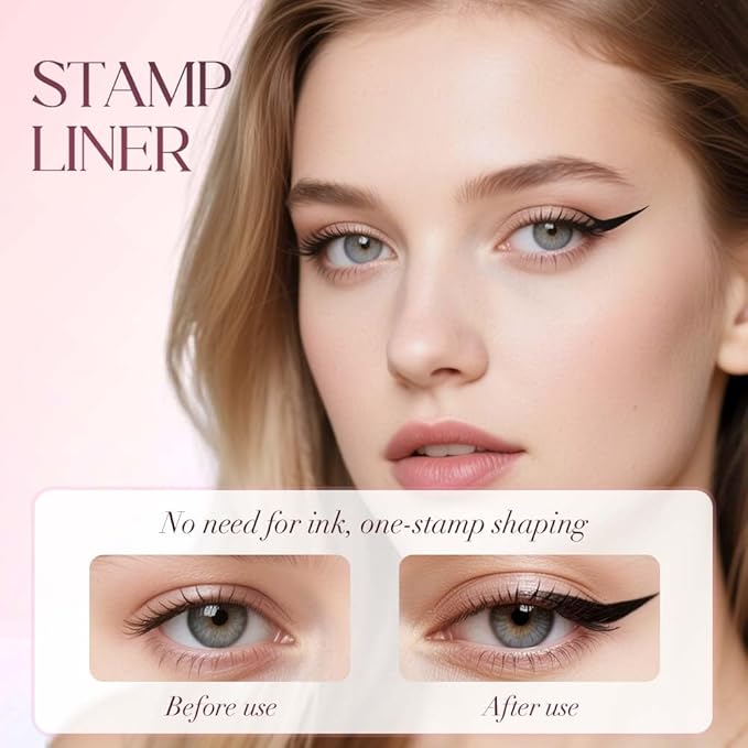 Gel Eyeliner Pencil Set, 2026 New Foldable Eyeliner Stamp for Perfect Wings, Waterproof Eyeliners Tool, Smudge Proof Eyeliners Pen for Beginners (2pcs Brown)