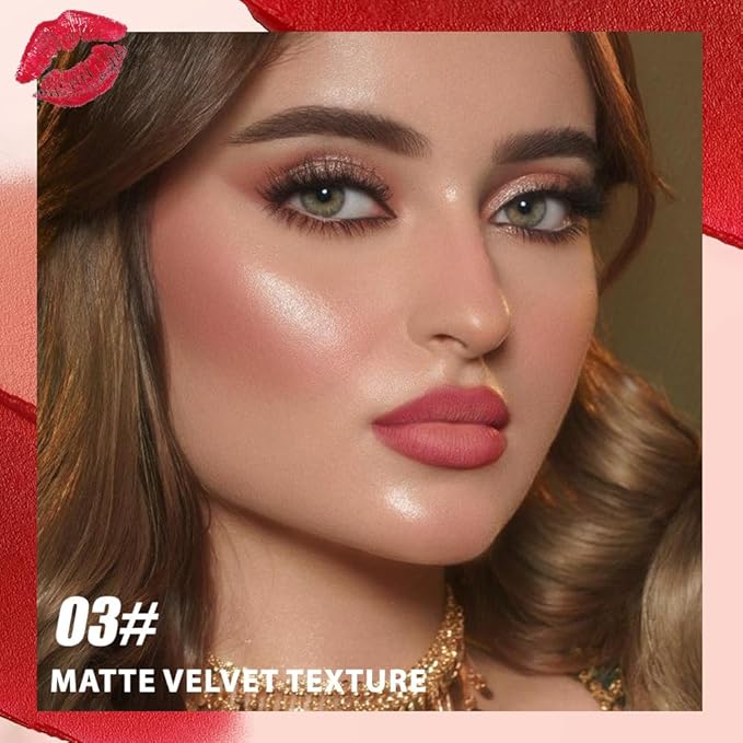 BINGBRUSH 2in1 Matte Lip Liner and Lipstick Combo, Lipstick for Women, Longwear Waterproof Lip Liner Pencil, Matte lipstick Smudge Proof lipstain, Women's Long Lasting Lip Makeup (03#Coral Rush)