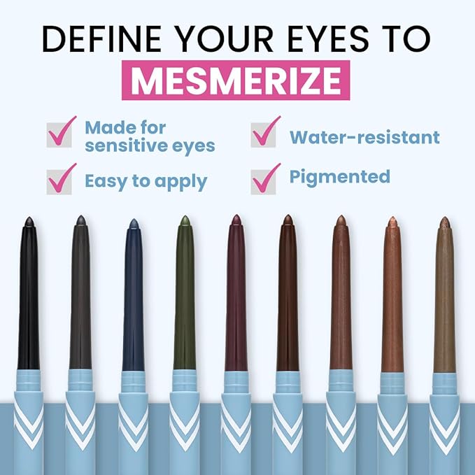 PRIME PROMETICS PrimeEyes Glide Eyeliner for Mature Women – Water-Resistant, Long-Stay and Mess-Proof – Gel Cream Texture, Discreet Sharpener and Effective Smudger (Sapphire (blue))