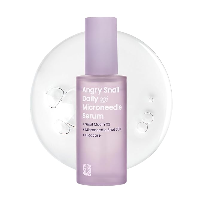 Daily Microneedle Serum "Angry Snail" – 92% Snail Mucin, Microneedle Shot 300, Cica Care, Hydration Serum, Glass Skin, Korean Beauty, 1.69 fl oz / 50ml
