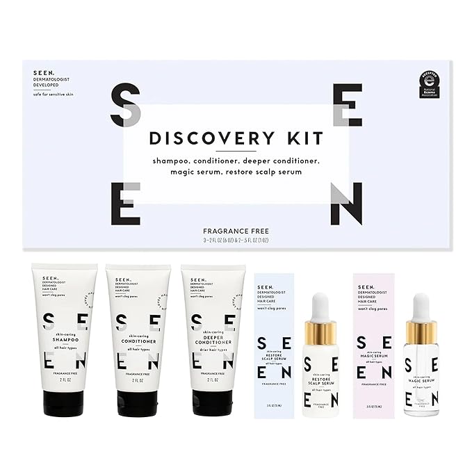 SEEN Discovery Kit - Scented- Non-Comedogenic & Formulated without SulfatesHair Set- Dermatologist-Developed - Safe for Sensitive & Acne Prone Skin