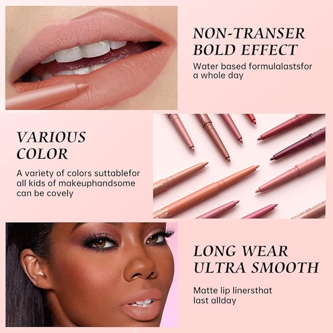 12 Colors Matte Lip Liner Pencil – Long Lasting Waterproof Lip Liner, Smudge Proof Transfer Proof Lip Pencil, High Pigment Lip Makeup for Defining & Filling Lips (09#, 1PCS)