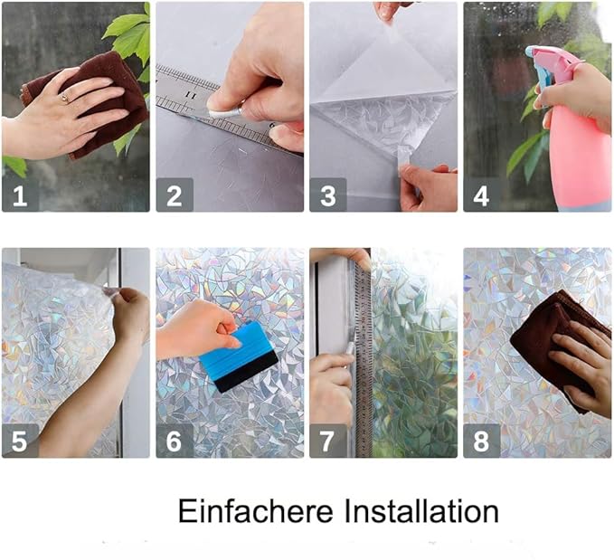 Volcanics Privacy Film Static Clings Vinyl 3D Decals Stickers Rainbow Film for Glass Door Heat Control Anti UV 35.4 x 78.7 Inches