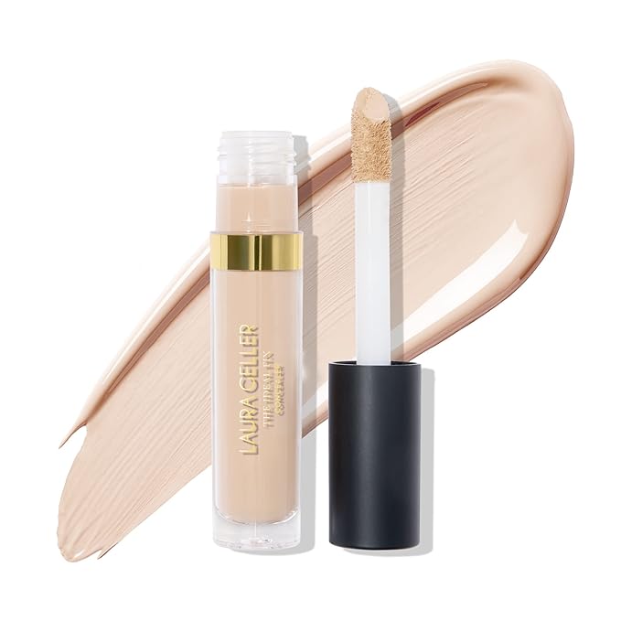 LAURA GELLER NEW YORK The Ideal Fix Concealer - Porcelain - Buildable Medium to Full Coverage Liquid Concealer - Covers Under Eye Dark Circles & Blemishes - Long-Lasting