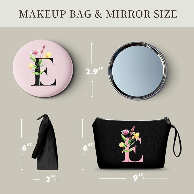 SEAMOON Bridesmaid Proposal Bridal Birthday Unique Gifts for Women Bride Friend Bestie Personalized Travel Make up Cosmetic Bag with Mirror Valentines Mothers Day Christmas Graduation E