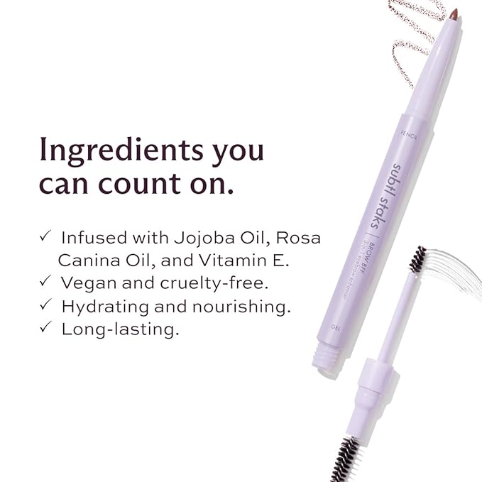 3-in-1 Brow Pencil - Vegan, Smudge-Proof, with Spoolie Brush and Clear Gel - Best Eyebrow Pencil for Fluffing, Filling, and Setting Brows, Black