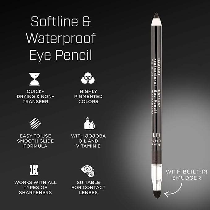 Radiant Professional Waterproof Eyeliner Pencil - Eyeliner Waterproof Smudge Proof for Woman - Long Lasting Under Eye Pencil for Smoky Eye - Soft Waterline Eye liner Smudger Tool, Chocolate (03)