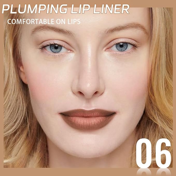 2Pcs Matte Lip Liner Pencil, Plump lip pencil liner Long-Lasting Creamy Formula, With Silicone Smudger for Define Contours & Sculpting Lip,Waterproof Non-Staining Crayon Lip Liners 05#+06#