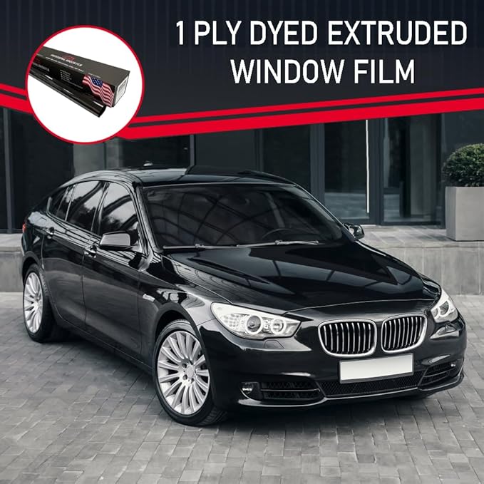United Professional Window Tint 3% VLT 24" in x 100'Ft 1Ply Dyed Upgraded Film - Privacy Window Tint for Cars, Home, Blocks UV/IR Rays, Reduce Heat & Glare - Adhesive Window Film Standard Black Color