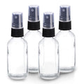 Wedama 4 oz Mini Glass Spray Bottles, Empty Small Spray Bottles with Funnel Dropper, Fine Mist for Hair, Travel, Plants, Cleaning Solutions and Skin Care (4 Pack Clear)