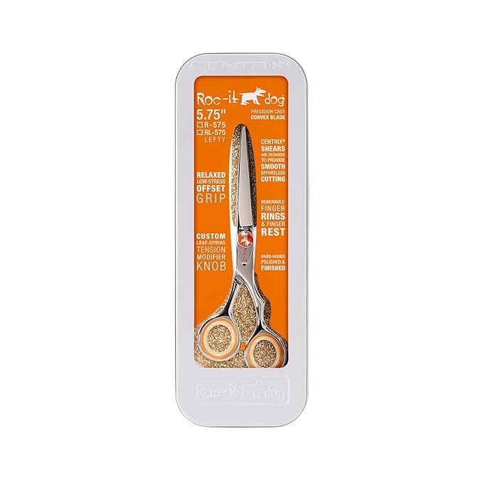 Cricket Centrix Roc-It Dog R 575 5.75” Professional Stylist Barber Hair Shears for Cutting - Precision Cast Convex Blade Hair Scissors, Offset Grip - Ideal for Hair Salon Use