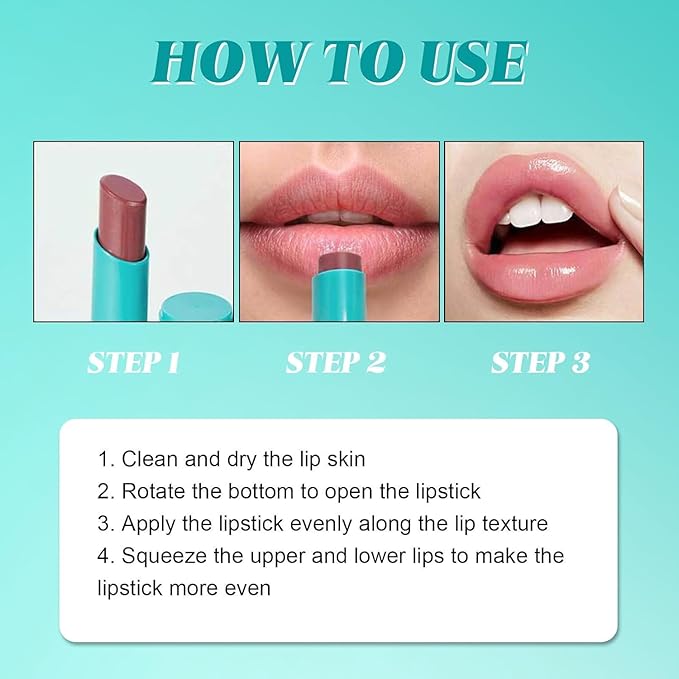 3PCS Hydrating Lip Tint Lipstick Set,Long-Lasting Matte Finish Moisturizing Tinted Balm,Natural Ingredients Strong Moisturizing Lipstick,Waterproof Lip Gloss Non-Stick Cup Lip Tint Stain(SET A)