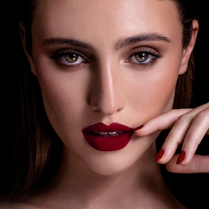 MAKI YIKA 3Pcs Matte Liquid Lipstick Makeup Set, Black Dark Red Nude Lipstick Long Lasting Smudge Proof Transfer Proof Lip Makeup |Black/DarkRed/Nude