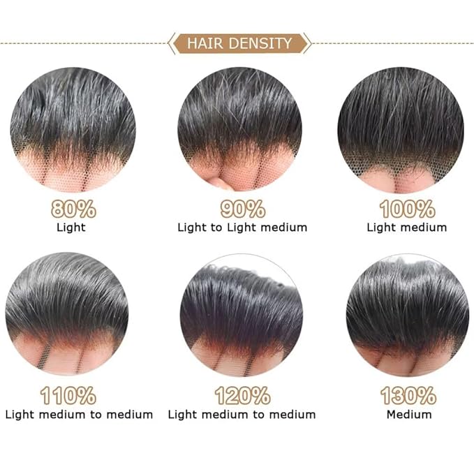 FACE MIRACLE Toupee for Men French Lace Hairpiece Human Hair Replacement System Skin PU Mens Toupee Hair Wigs for Man V-Looped Front Hair Prosthesis 6"X9" #310 Dark Brown with 10% Gray