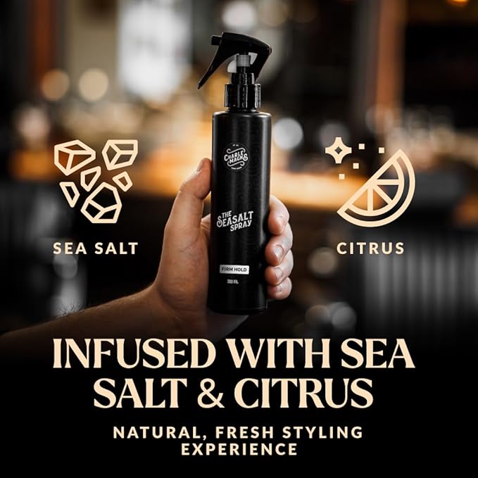 Charlemagne Sea Salt Hair Spray - 6.76 Fl Oz, Pack of 3 - Firm Hold, Pre-Style Volume & Heat Protection - Texture & Texturizing Curl Spray - Beach Wave Curls & Hair Volume