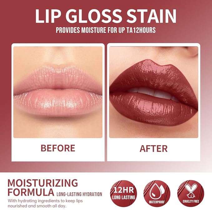 12 Colors Lip Gloss Set, High-Shine Waterproof Collection, Long Lasting Moisturizing Formula with Mirror Finish, Adult (12#, 1 Count (Pack of 1))