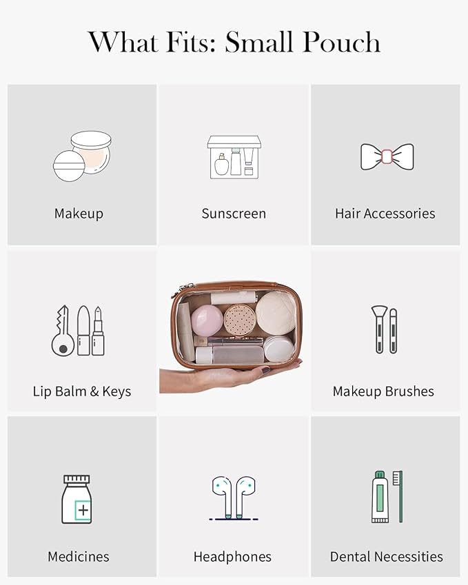 Pocmimut Clear Makeup Bags,Small Makeup Pouch with Large Cosmetic Bag Toiletry Bag Car Accessories Storage for Women Men,Travel Essentials Organizers,Brown