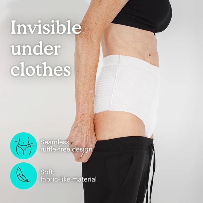 Because Adult Incontinence Underwear for Sensitive Skin - Women - Premium Overnight Disposable Briefs, Anti Odor - White, Small/Medium - Absorbs 6 Cups - 16 Count (Pack of 1)