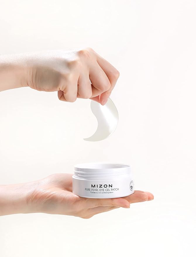 MIZON Pure Pearl Eye Gel Patch with Pearl, Diamond Powder, and Niacinamide for Radiance, Firming, and Nourishment – 60pcs – Improves Dark Circles and Luminosity
