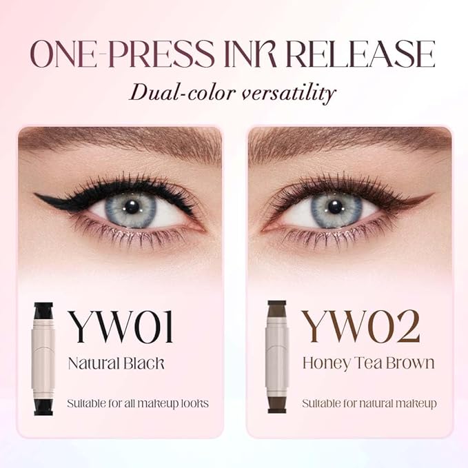 Gel Eyeliner Pencil Set, 2026 New Foldable Eyeliner Stamp for Perfect Wings, Waterproof Eyeliners Tool, Smudge Proof Eyeliners Pen for Beginners (Black+Brown)