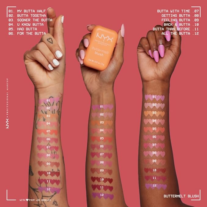 NYX PROFESSIONAL MAKEUP Buttermelt Powder Blush, Fade and Transfer-Resistant Blush, Up to 12HR Make Up Wear, Vegan Formula - Butta With Time