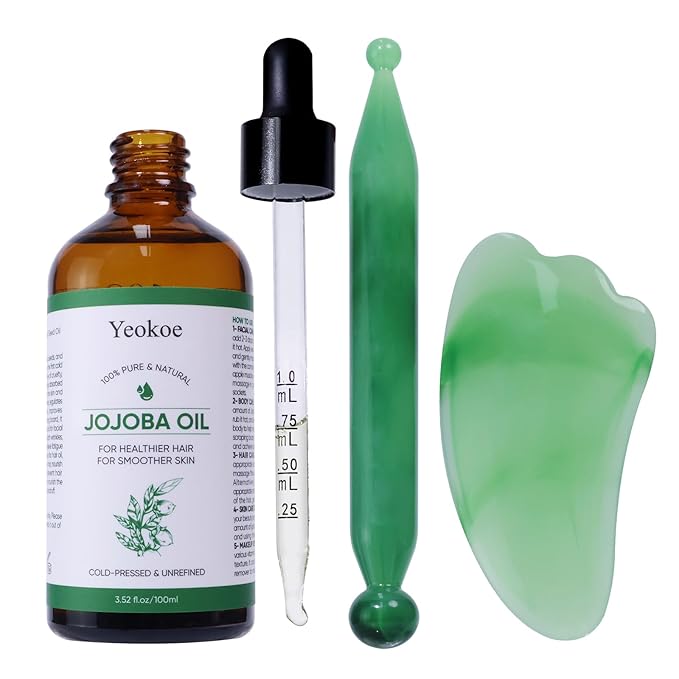 Jojoba Oil Pure Cold Pressed Unrefined Gua Sha for Healthier hair Smoother skin Base Carrier Moisturizing Oil 3.52oz 100ml