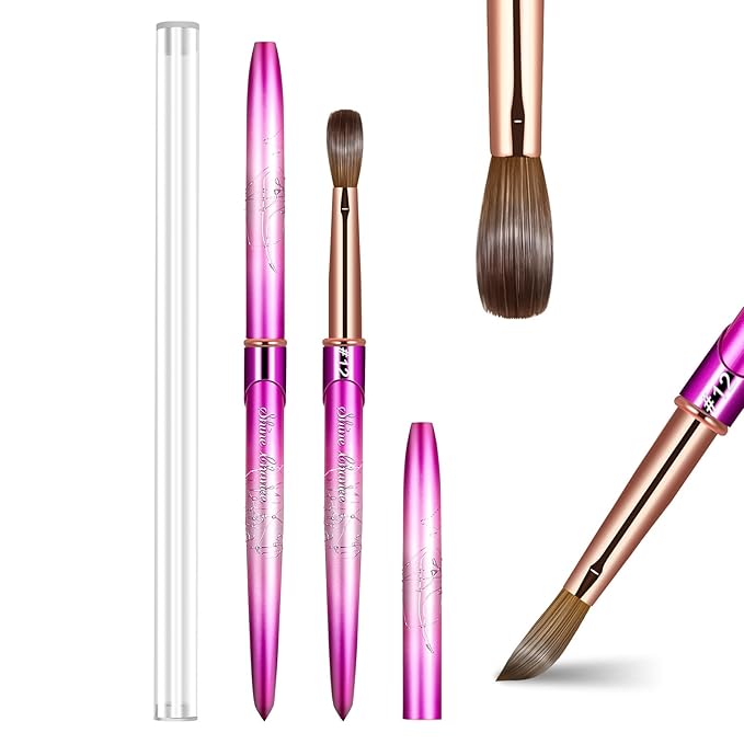 Acrylic Nail Brush Size 12, 100% Real Kolinsky Art Nail Brush for Acrylic Powder Application, Handmade Women Manicure Nail Extension Tool for Professional DIY Home Salon and Beginners