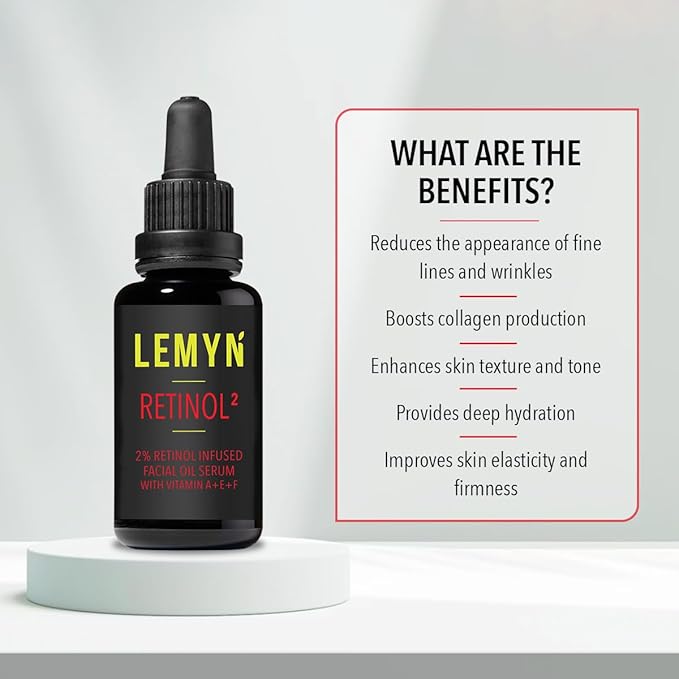 Retinol2 Facial Oil Serum with 2% Advanced Gentle Retinol, Vitamin A+E+F – Freshly Made Anti-Aging, Hydrating, and Firming Formula | 15ml