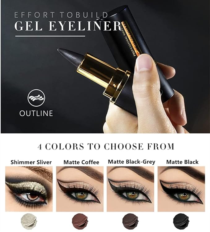 Go Ho Grey-black Gel Eyeliner Stick,Gel Eyeliner Pencil Crayon,Creamy Smooth Dark Grey Eye-liner Pen Eyeliner Makeup Eyeshadow Lips for Women(Gray)